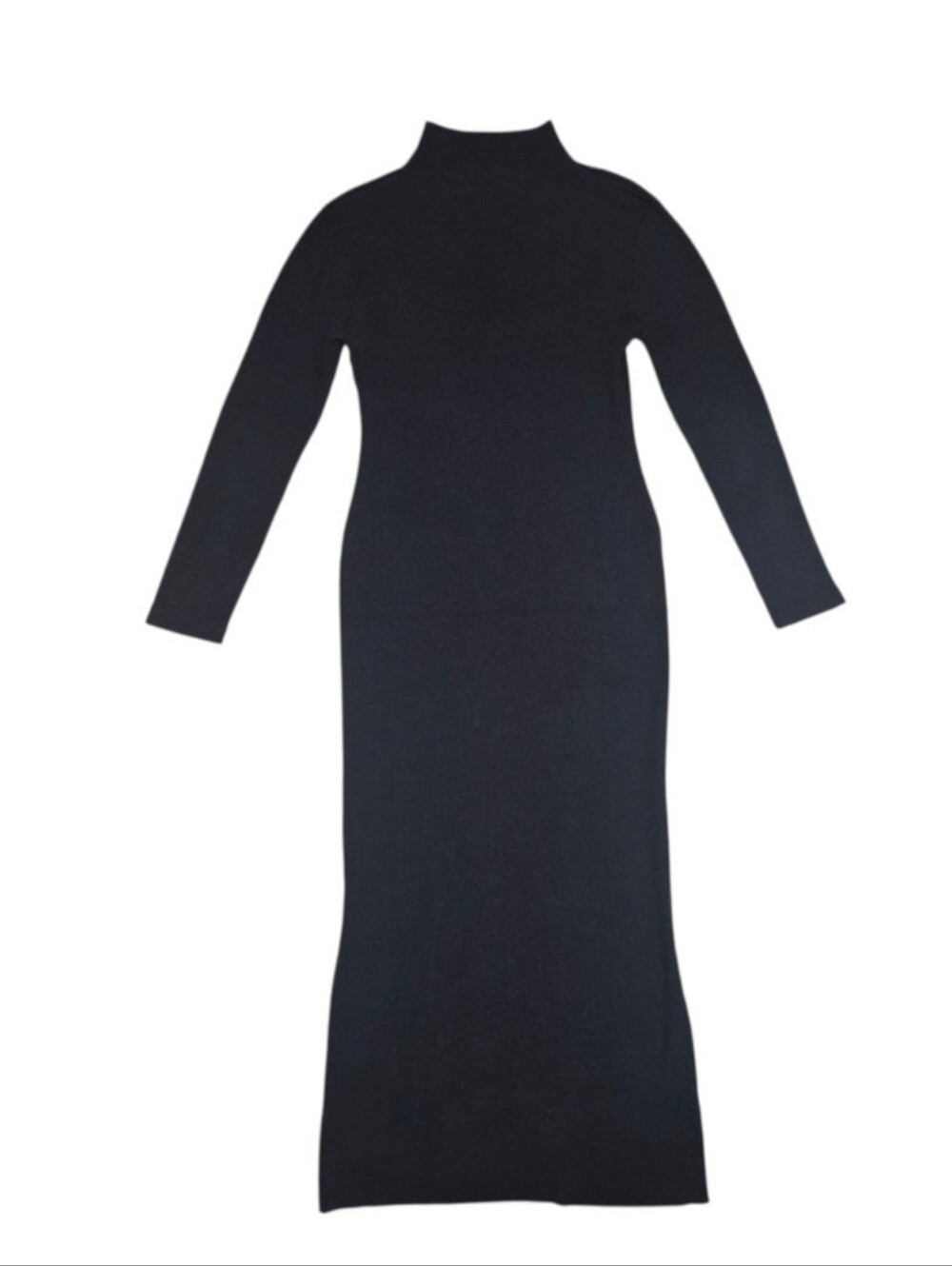 Double D Ranch Silk Ribbed Mock Neck Maxi Dress Black Large
